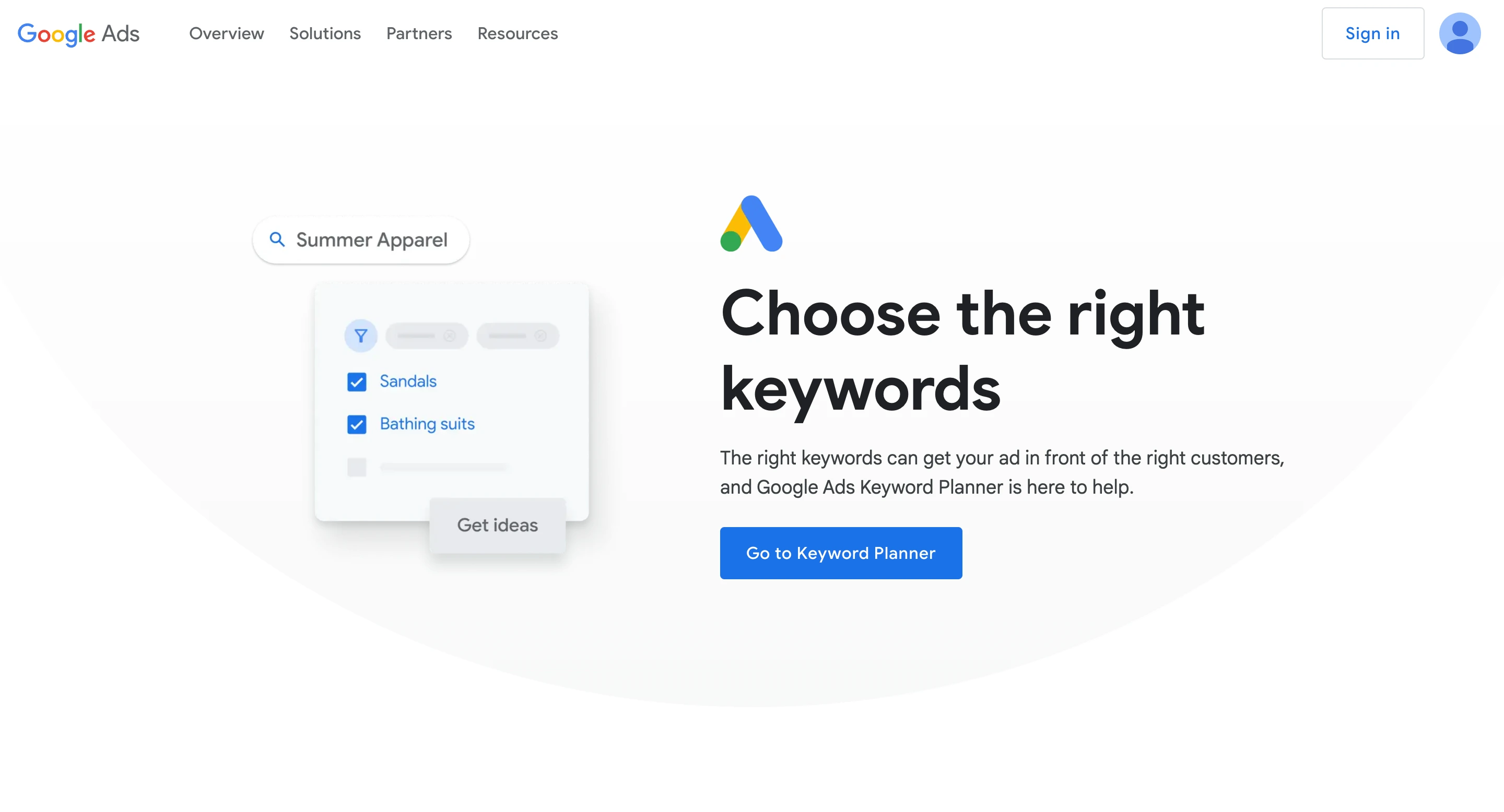 Keyword planner