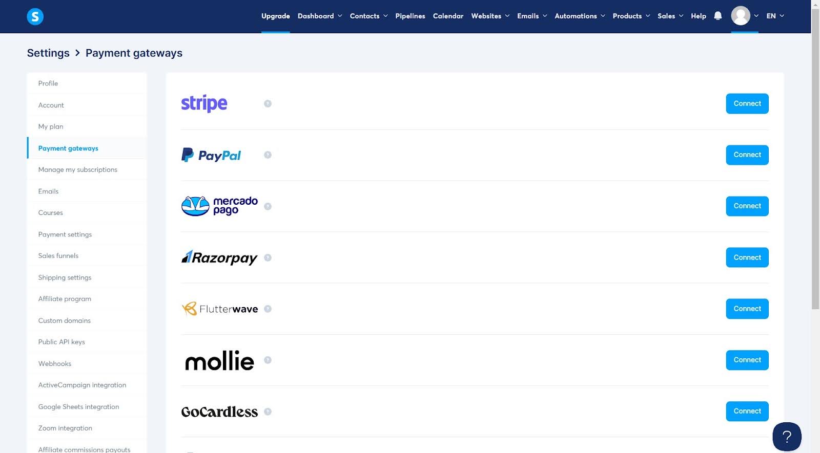 Zahlungs-Gateway von Systeme.io