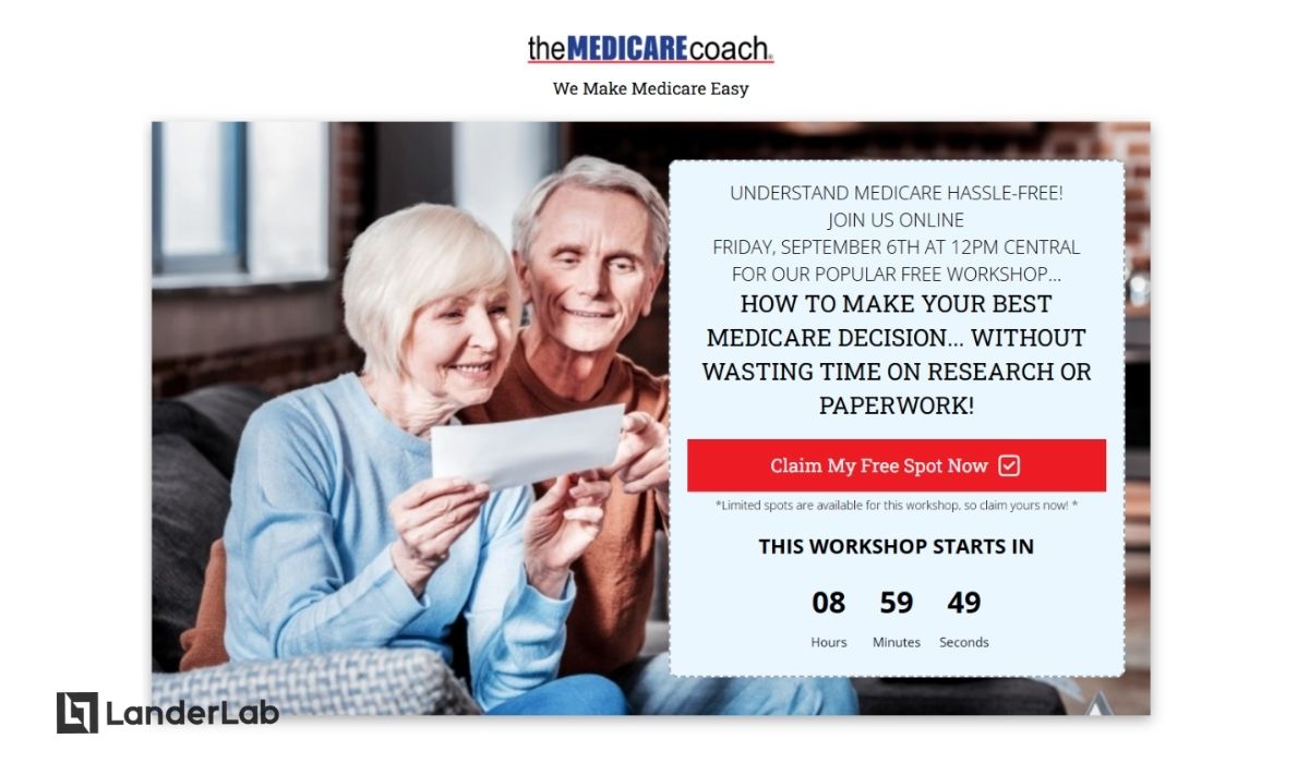 Página de captación de leads para un webinar