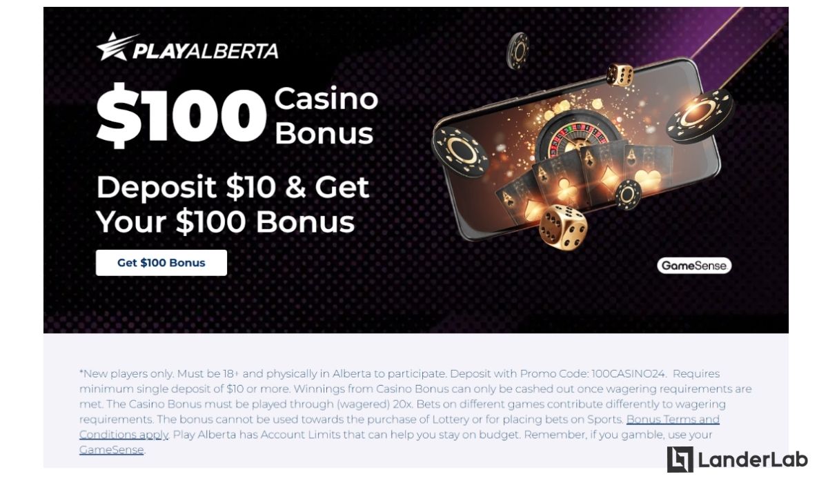 Ejemplo de página de captación de leads para un casino