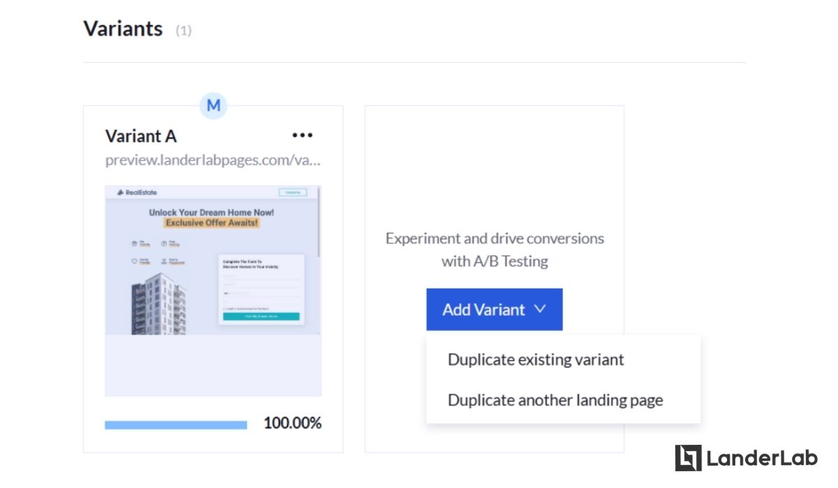 Test A/B de una página de captación de leads