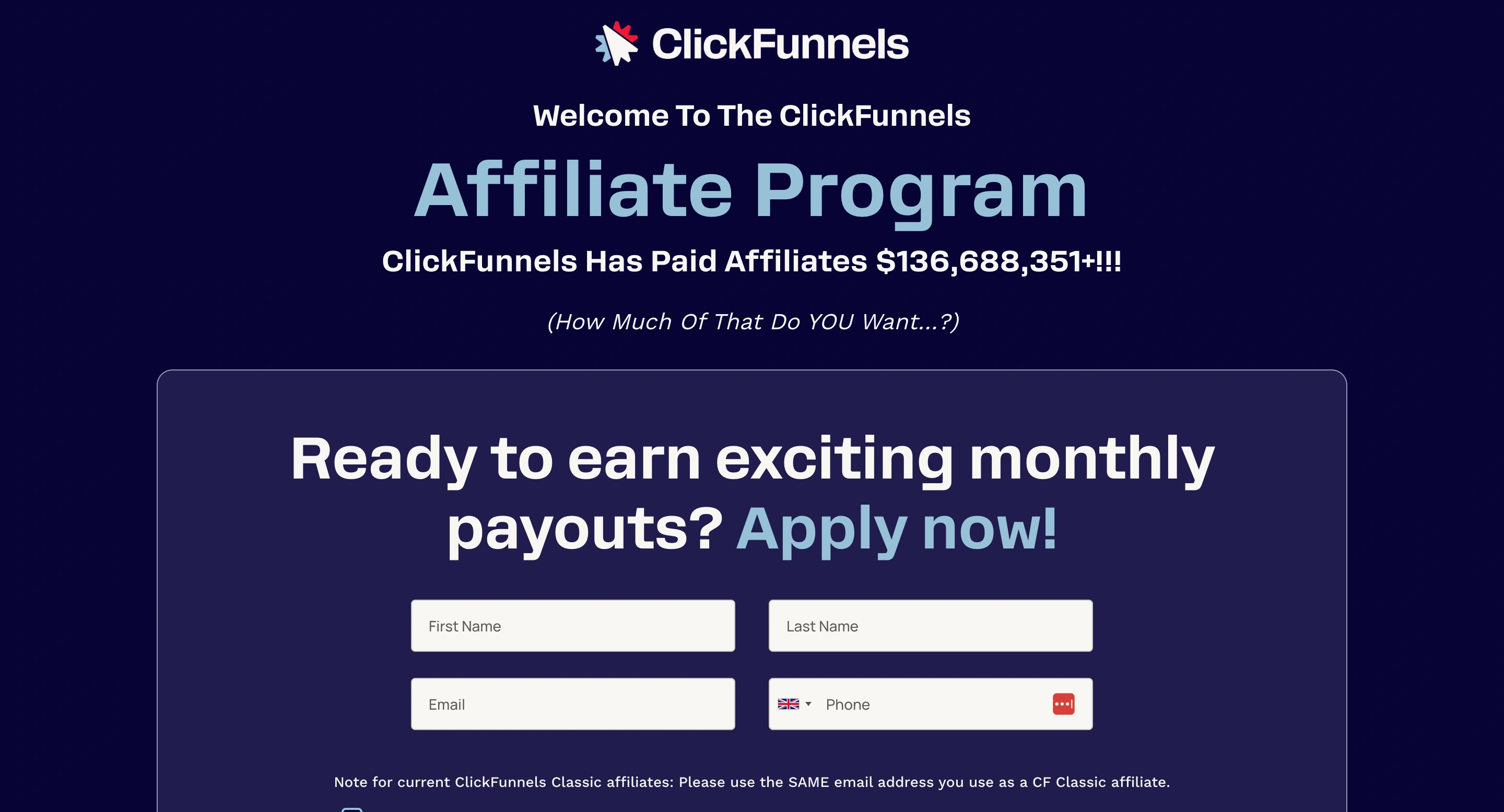 ClickFunnels Affiliate-Seite