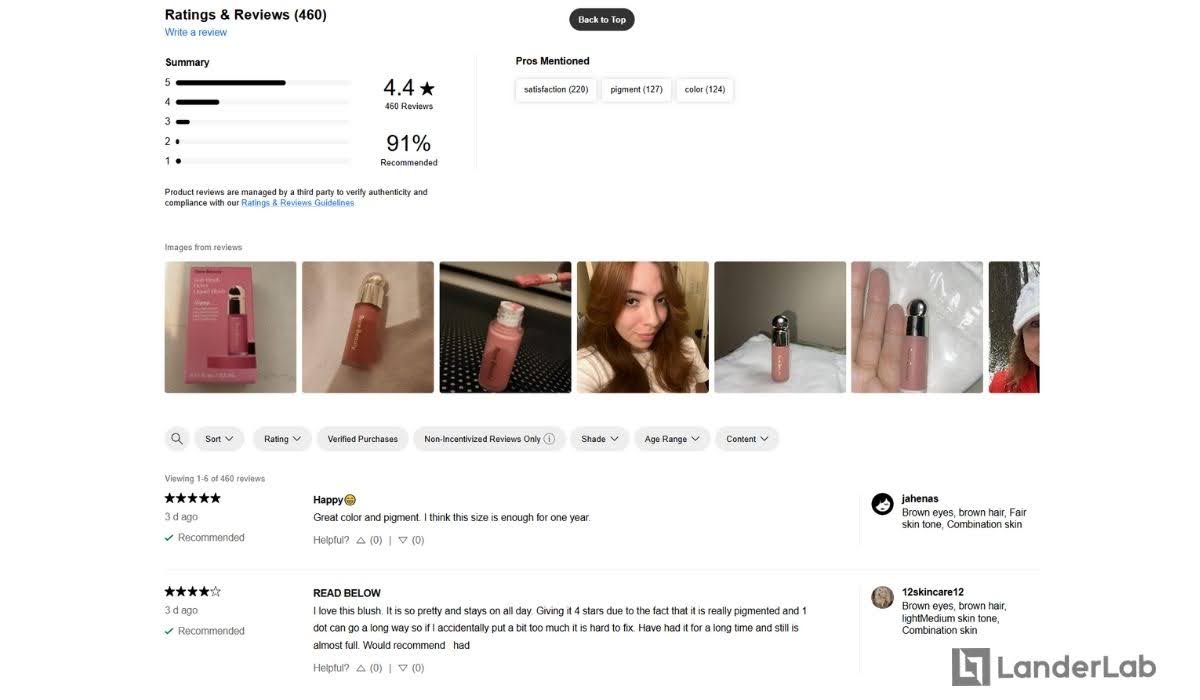 UGC op productpagina's