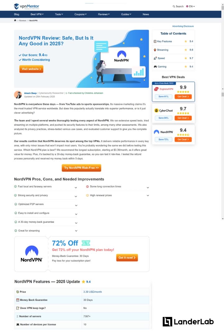 Produkttest-Landingpage