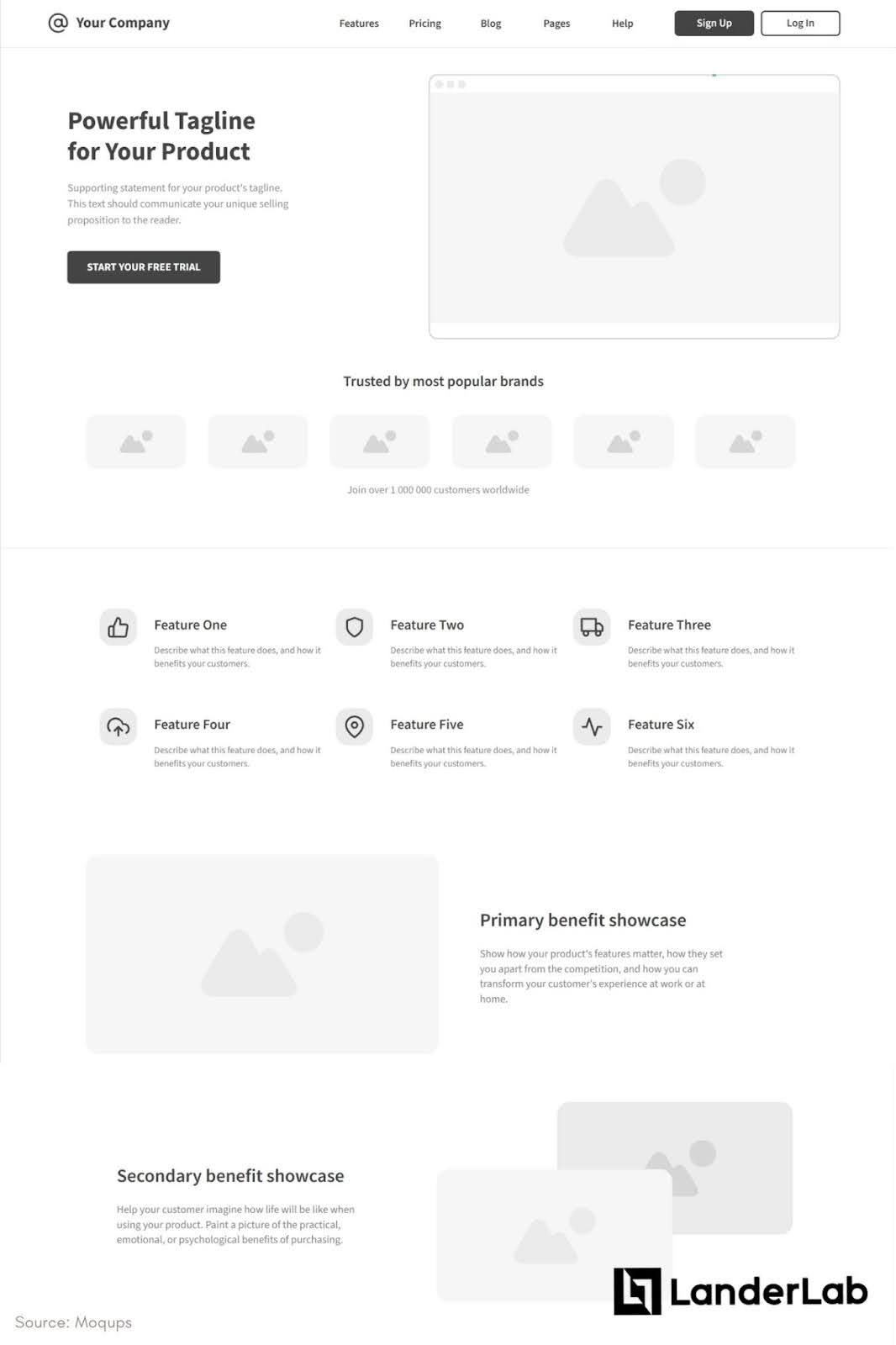 Landingpage-Wireframe-Vorlage