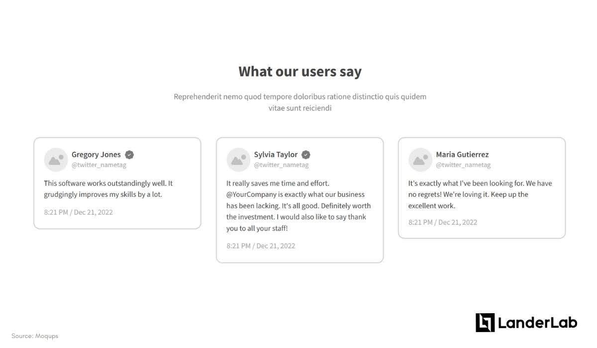 Vertrauenssignale im Landingpage-Wireframe