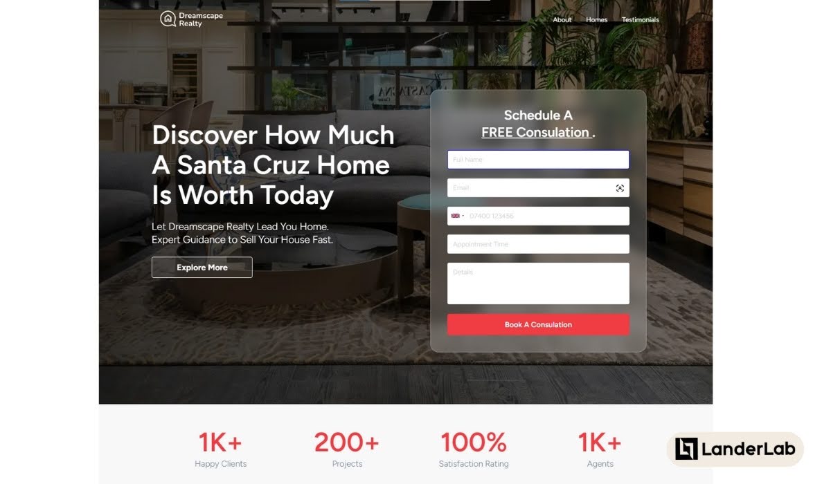 exemple de landing page immobilière