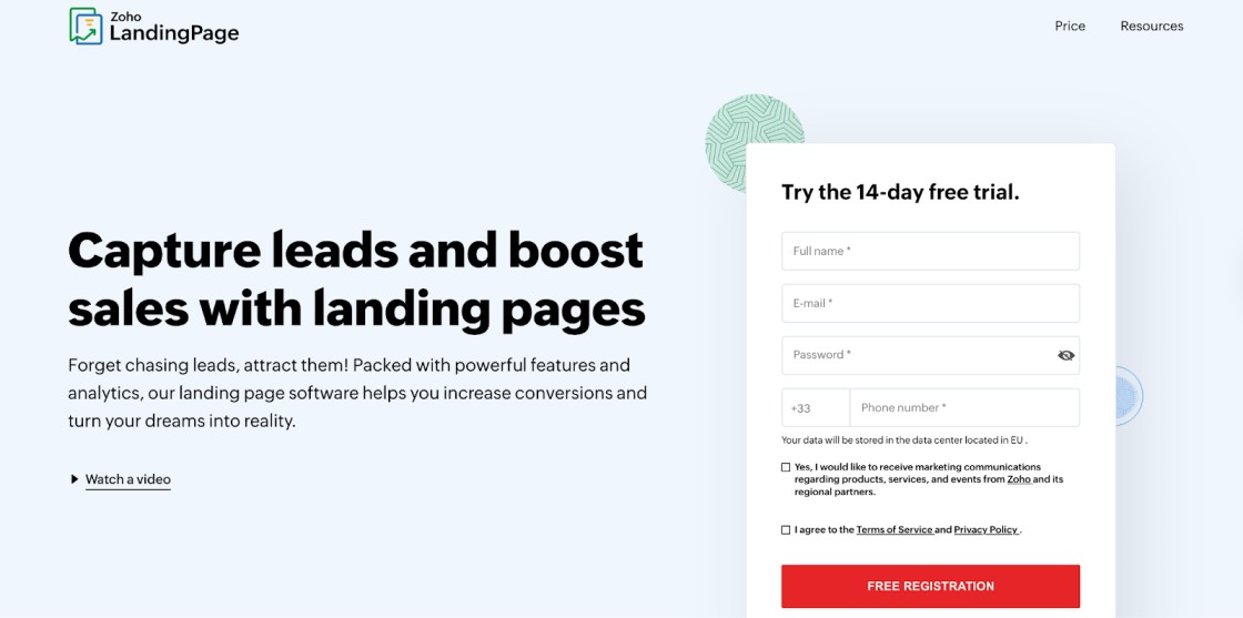 Zoho LandingPage