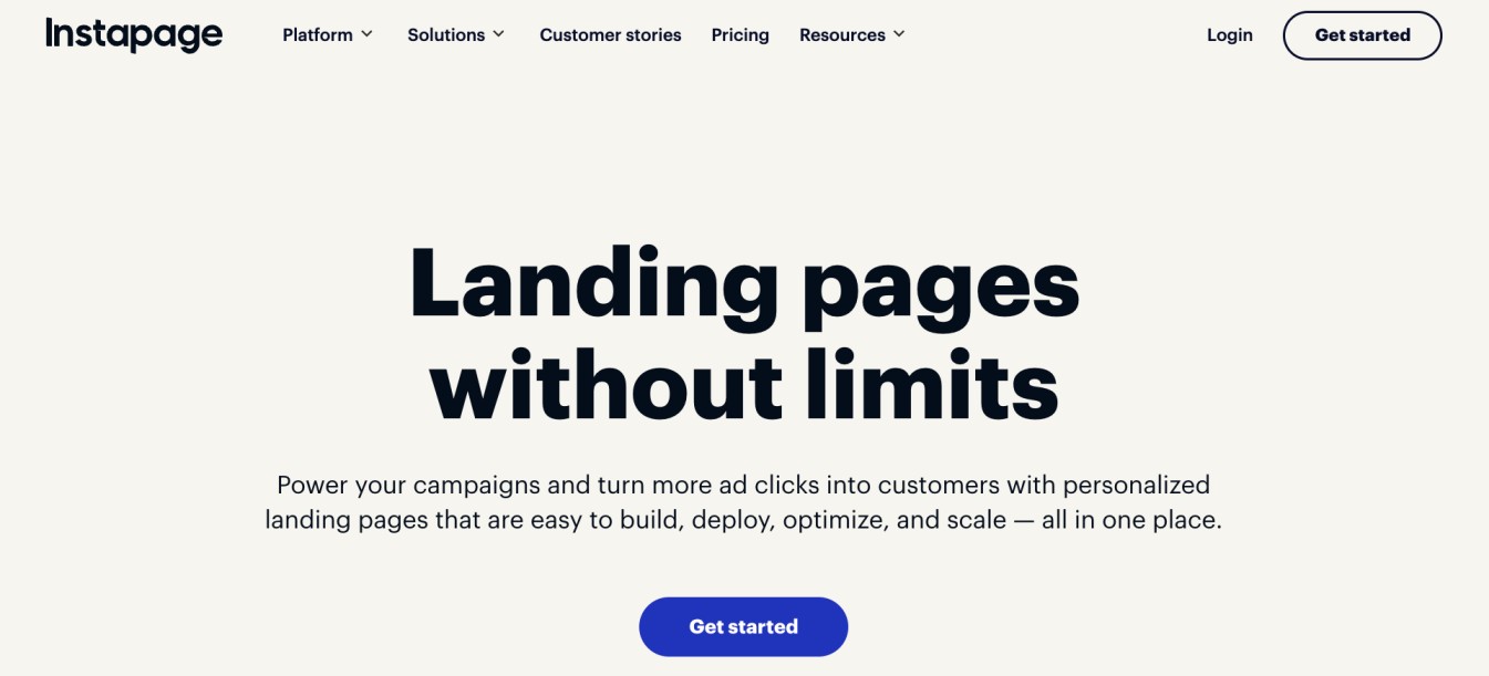 Instapage-Startseite