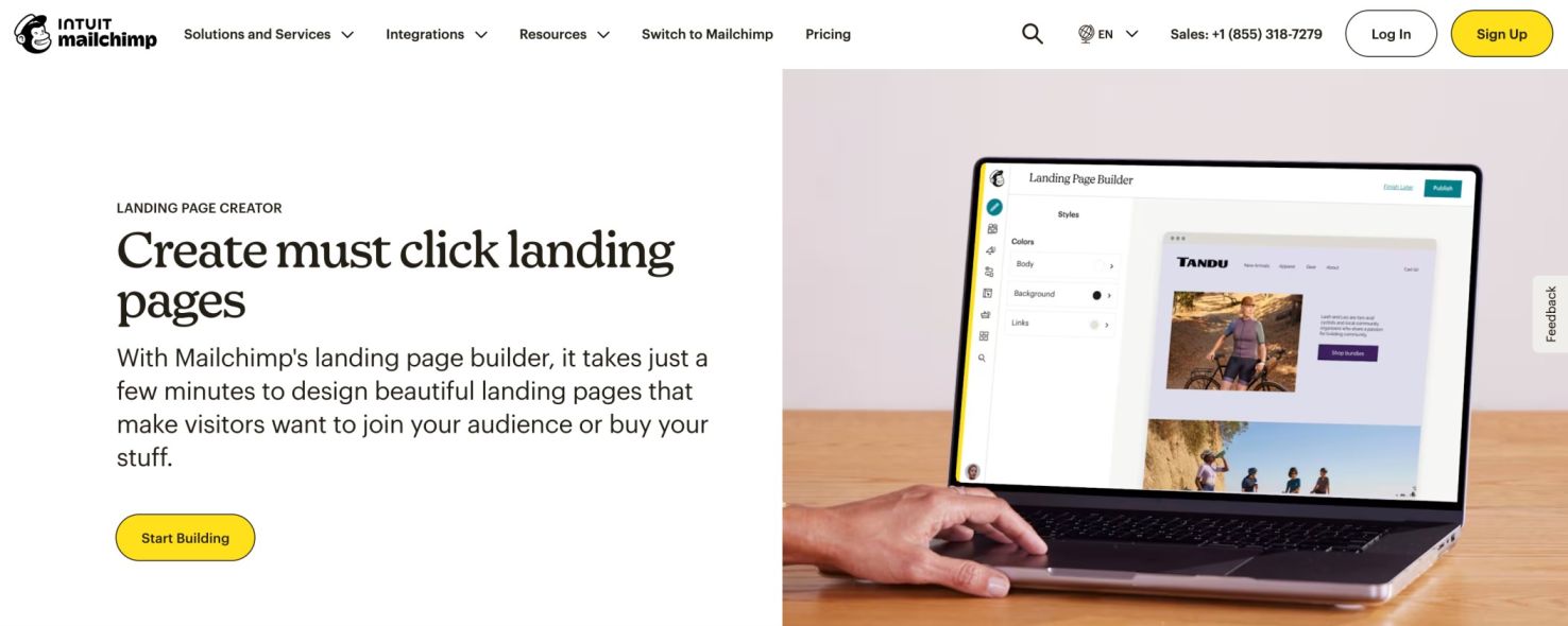 Mailchimp-Startseite