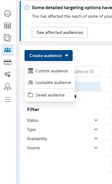 Benutzerdefinierte Zielgruppe im Facebook Ads Manager