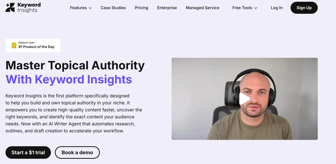 Página inicial do Keyword Research AI