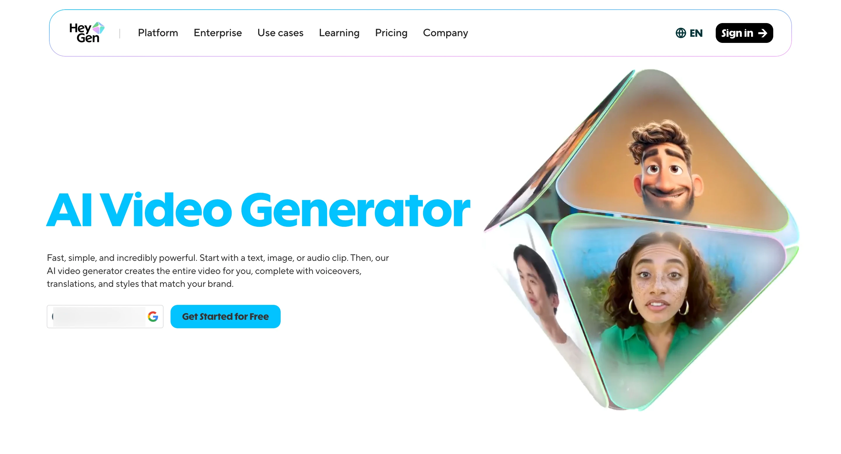 Site do HeyGen AI