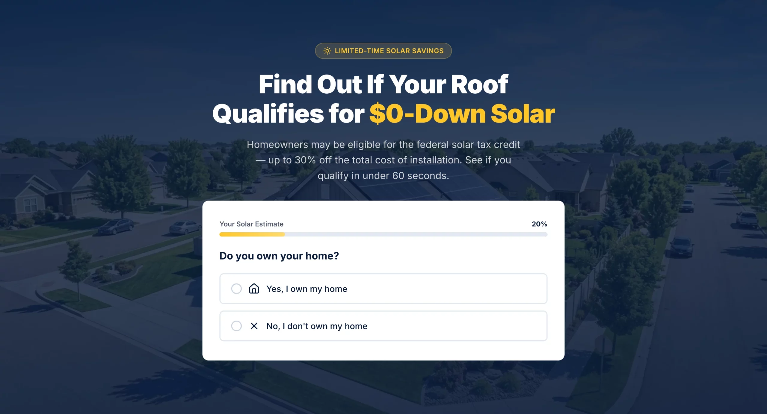 Beispiel einer Landingpage für Solar-Angebote