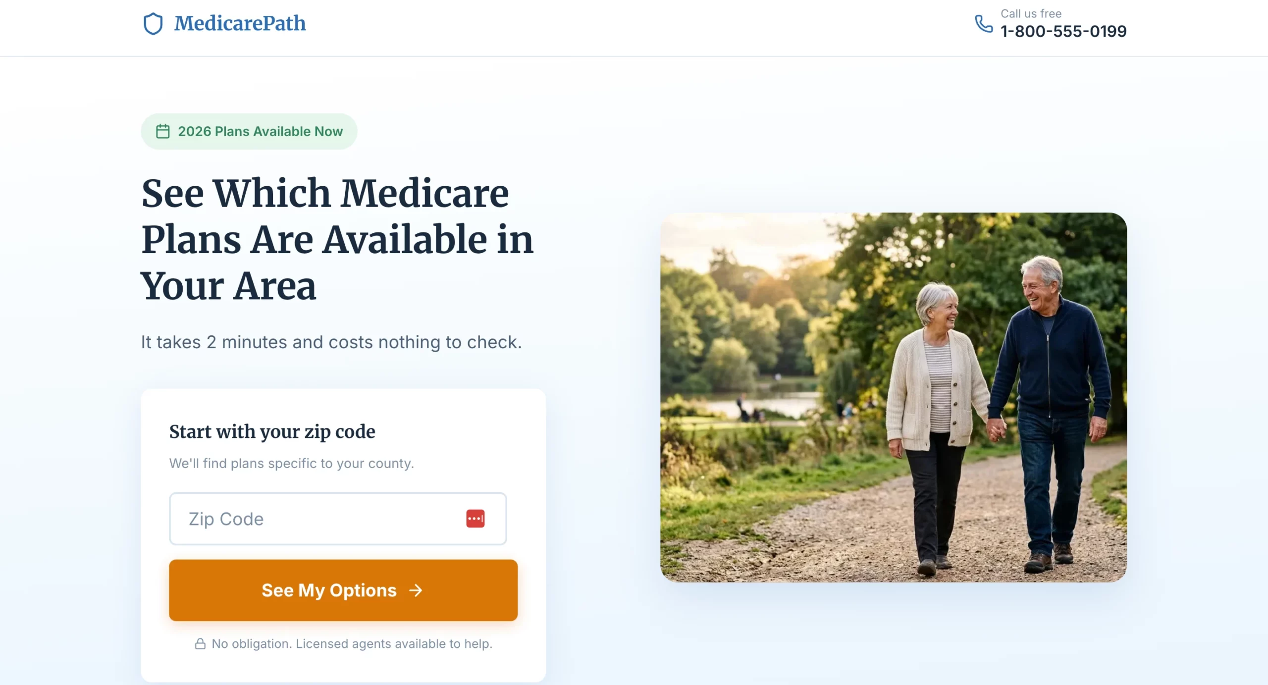 Beispiel einer Lead-Gen-Landingpage für Medicare
