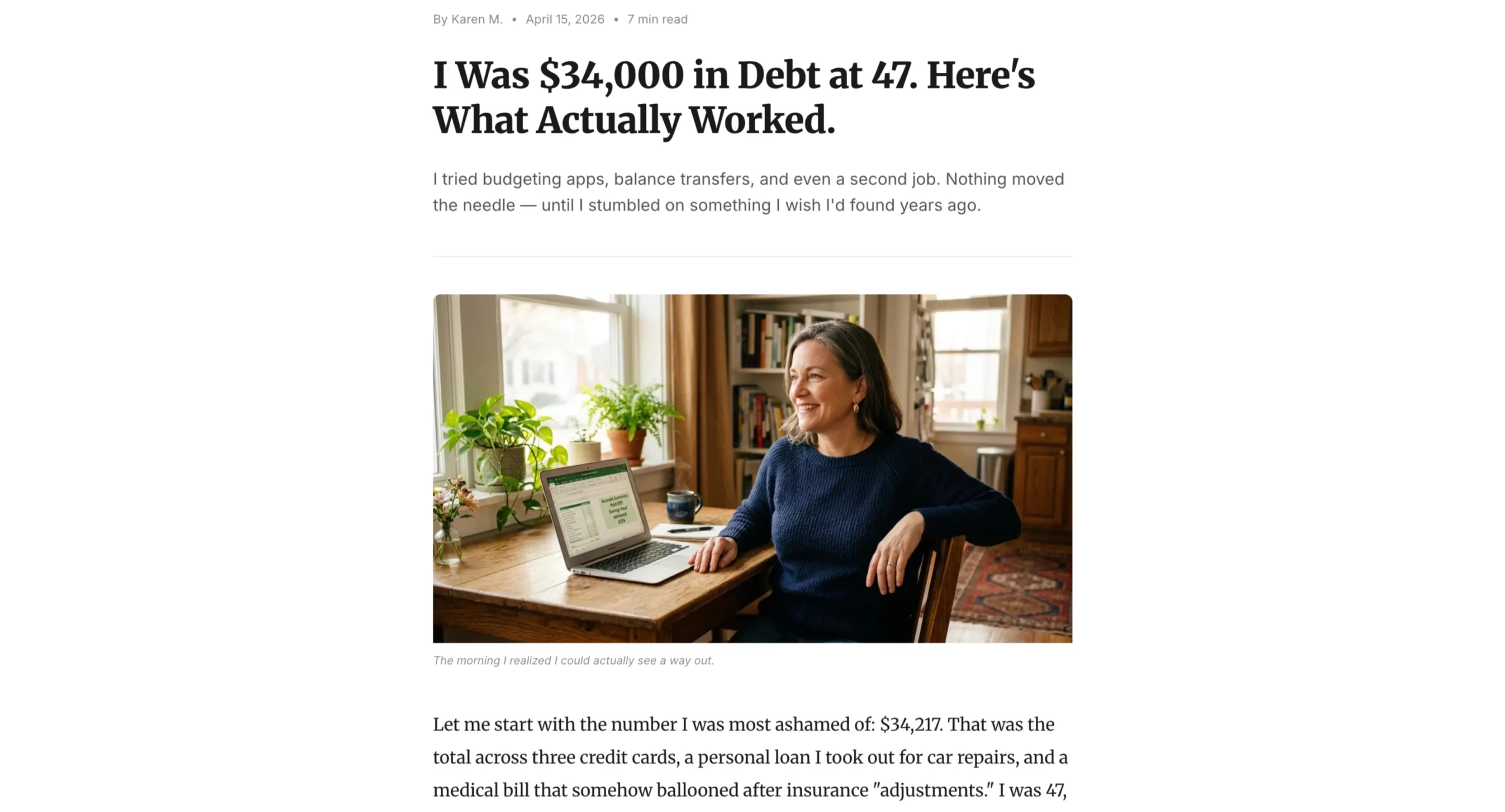 Beispiel einer storybasierten Advertorial-Landingpage zu Privatfinanzen