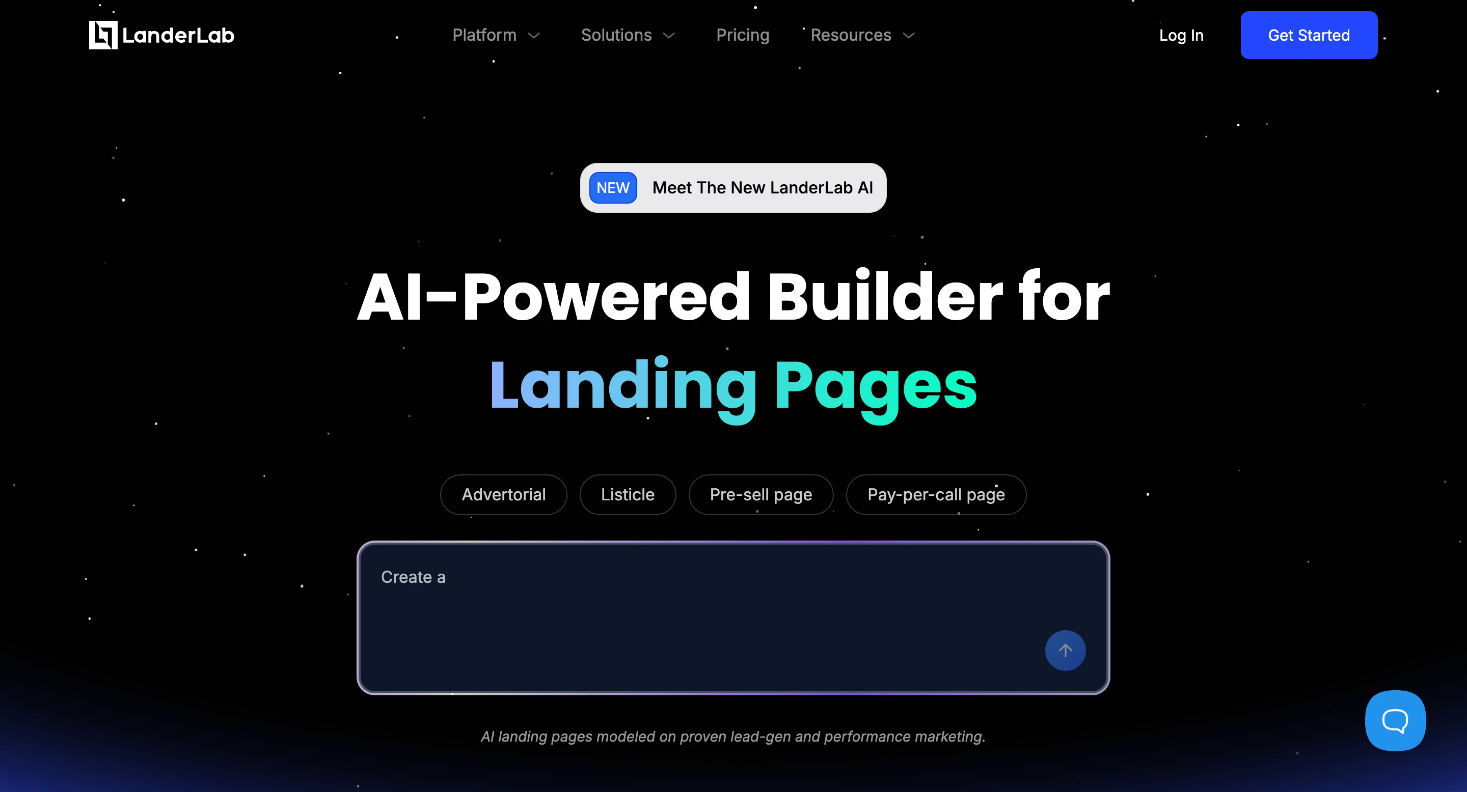 LanderLab AI landing page and quiz funnel builder dashboard