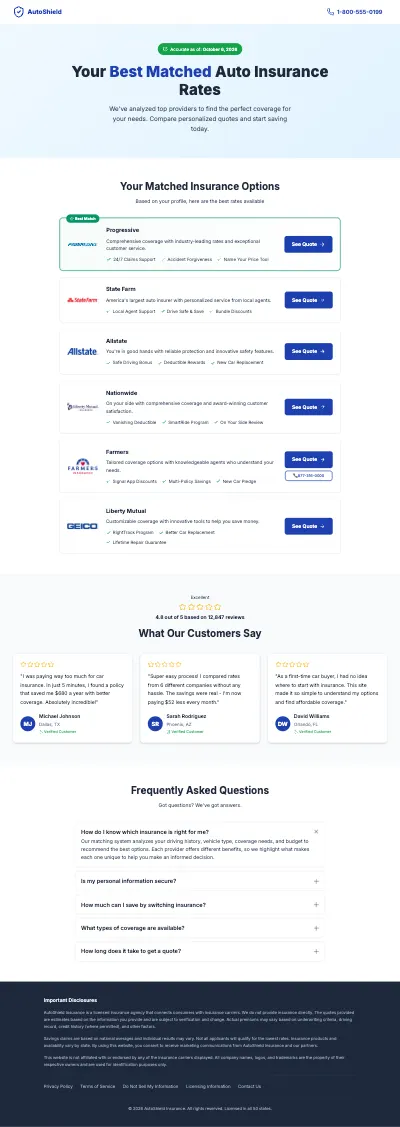 Insurance Results Landing Page Template