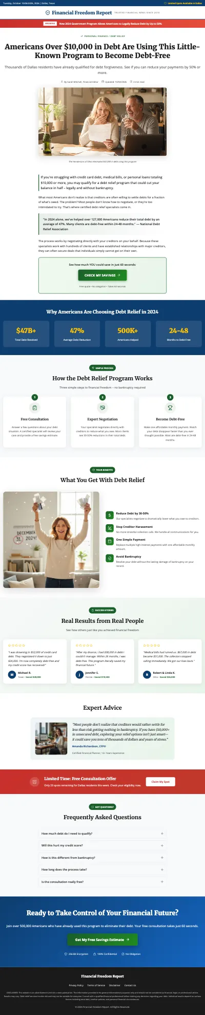 Debt Relief Landing Page Template