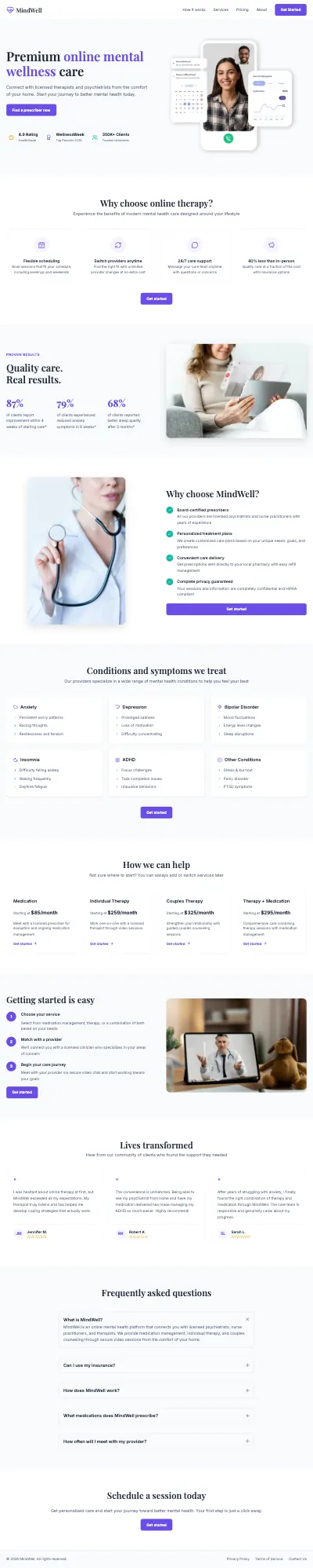 Online Mental Health Landing Page Template