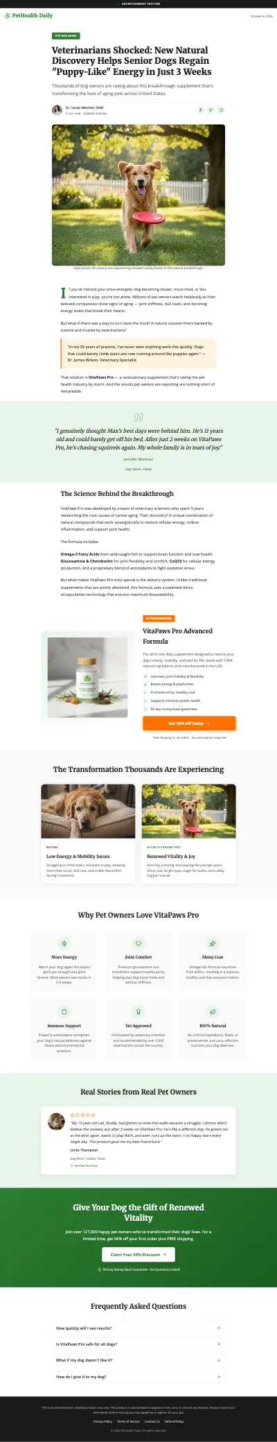 Pet Product Landing Page Template