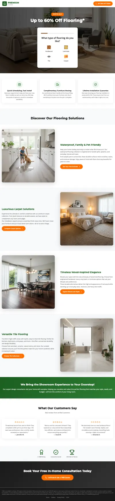 Flooring Solutions Landing Page Template