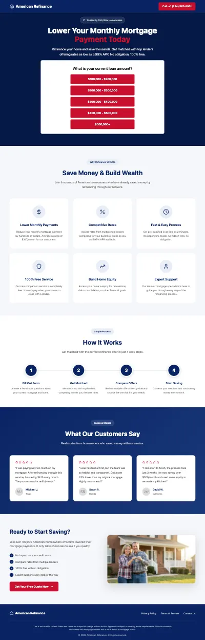 Mortgage Refinance Landing Page Template
