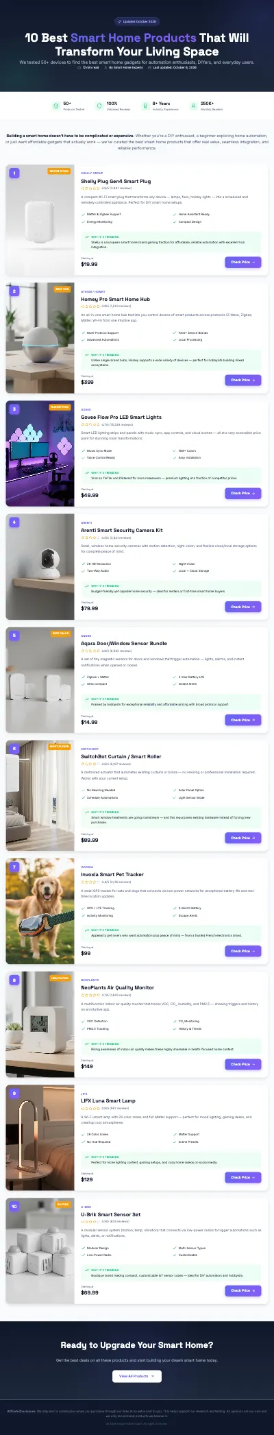 Smart Home Products Landing Page Template