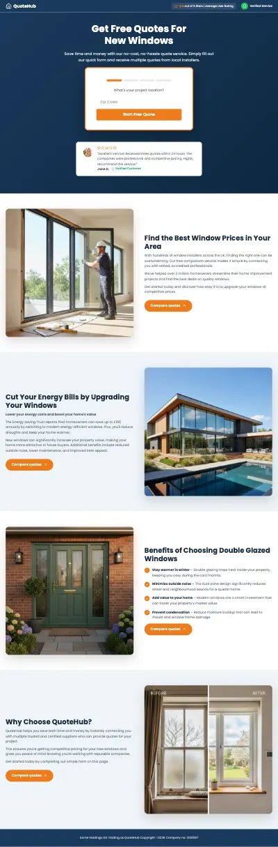 Window Quotes Landing Page Template